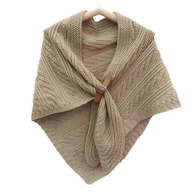 ALISON Design Women's Fashion Premium Quality Black Knitted Poncho Scarf