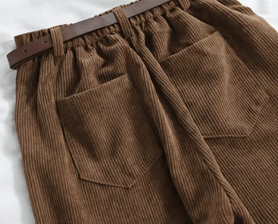 Best Simple High Waist Wide Leg Corduroy Pants for Women
