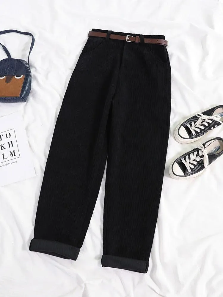 Best Simple High Waist Wide Leg Corduroy Pants for Women