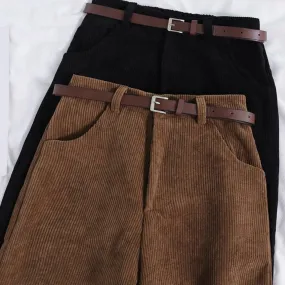 Best Simple High Waist Wide Leg Corduroy Pants for Women