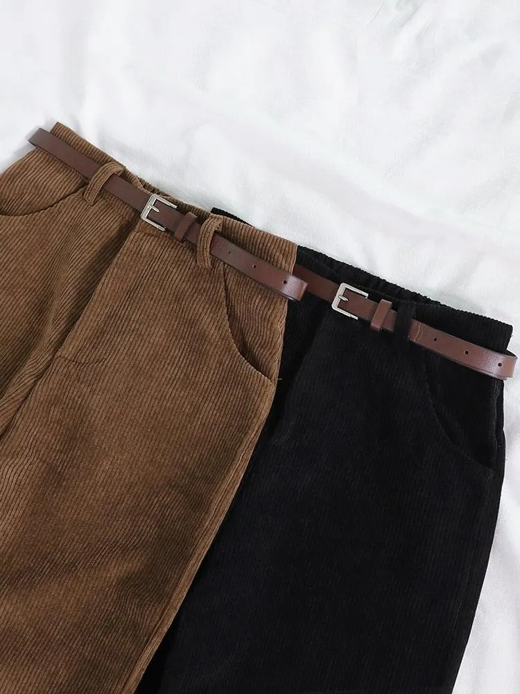 Best Simple High Waist Wide Leg Corduroy Pants for Women