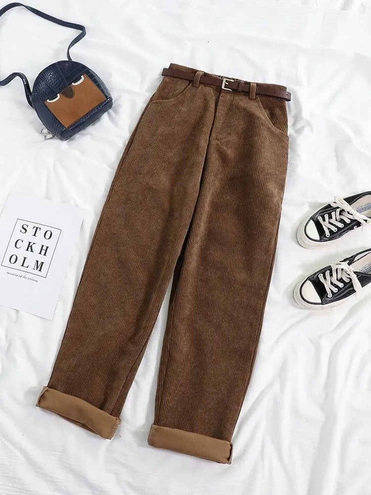 Best Simple High Waist Wide Leg Corduroy Pants for Women