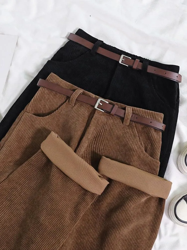Best Simple High Waist Wide Leg Corduroy Pants for Women