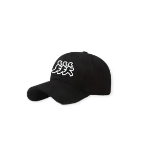 Black Corduroy 5 Point Snapback White Logo Embroidery