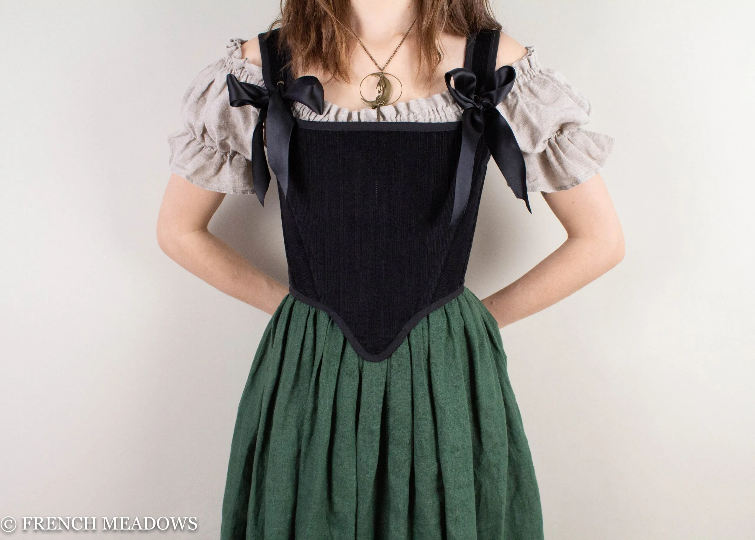 Black Corduroy Elizabethan Stays