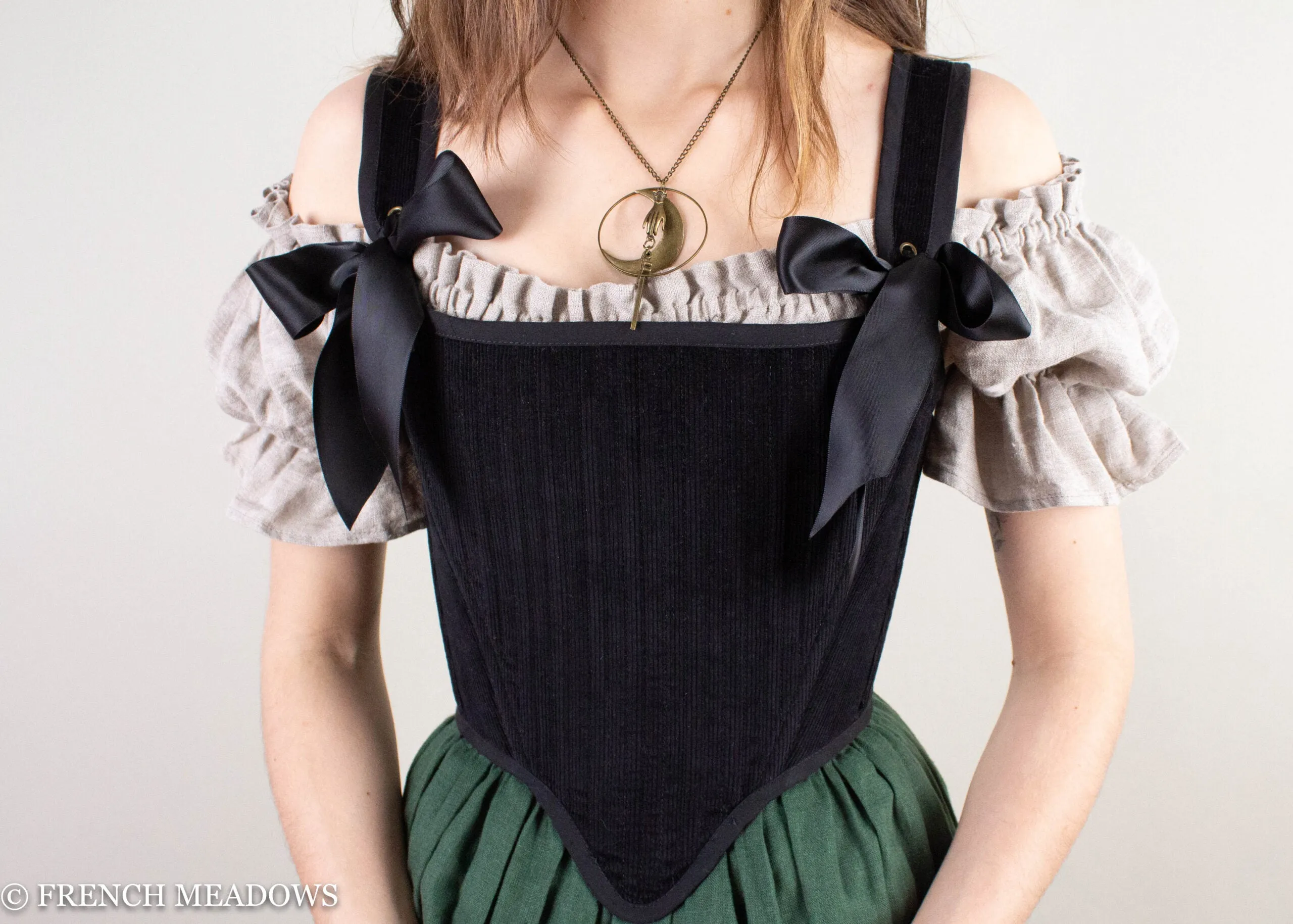 Black Corduroy Elizabethan Stays