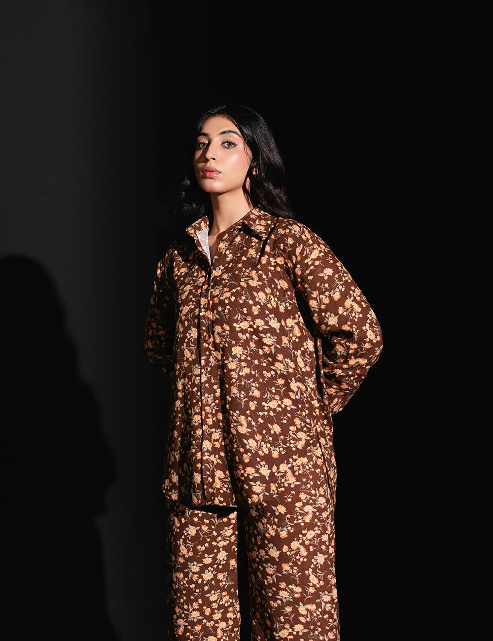 Brown Floral Printed Co-Ord Set