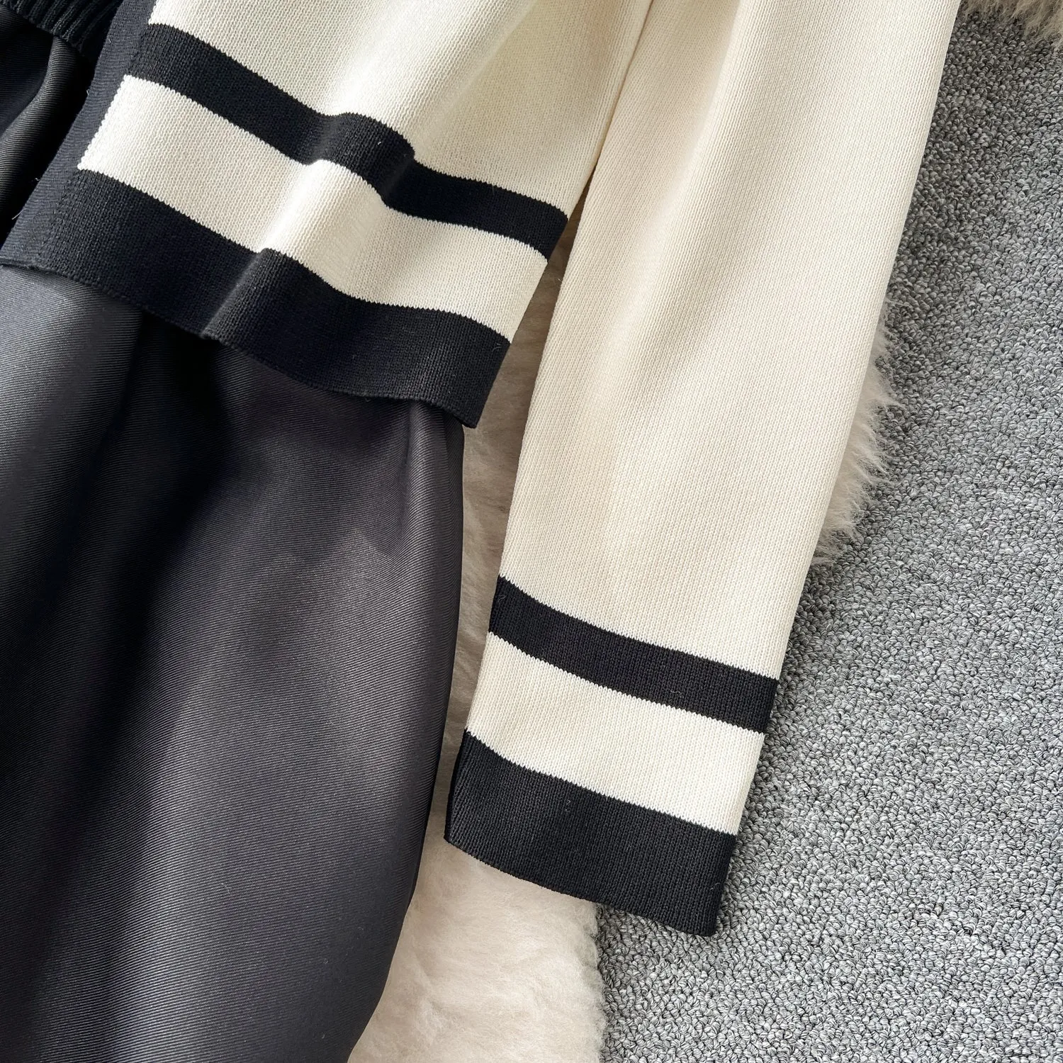 Cardigan&Slip Dress Color Blocking 2Pcs