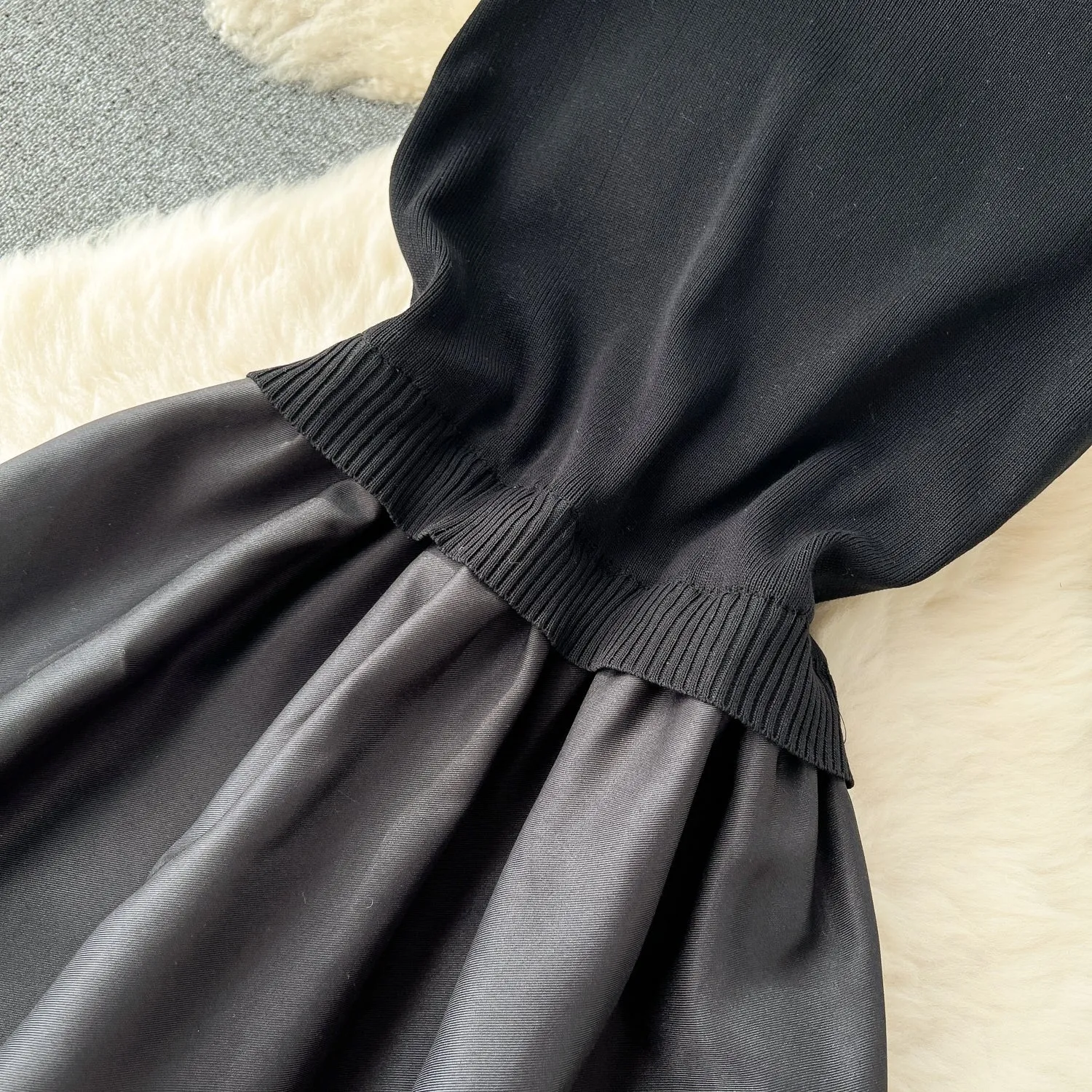 Cardigan&Slip Dress Color Blocking 2Pcs