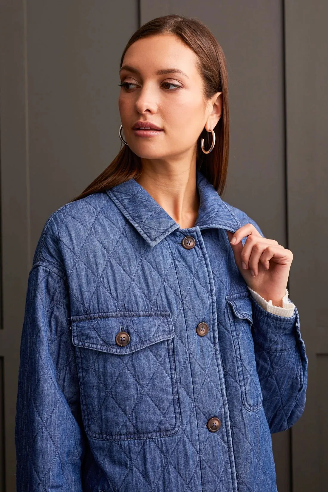 Chambray Quilted Shacket
