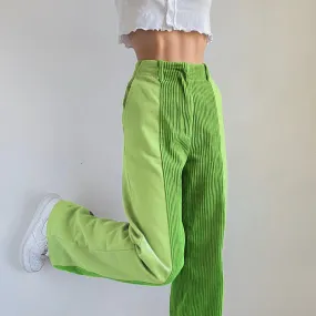 ChicMy-Fall Outfits  Women Pants Retro Vintage Corduroy Autumn High Waist Loose Colorblock Patchwork Casual All-Match Straight-Leg Trousers