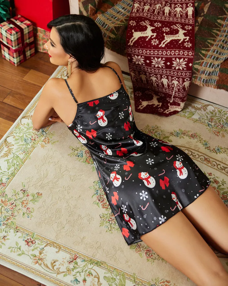 Christmas Satin Mini Slip Dress