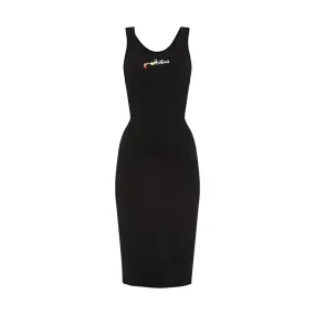 Cold Pressed Rose Bodycon Black Dress