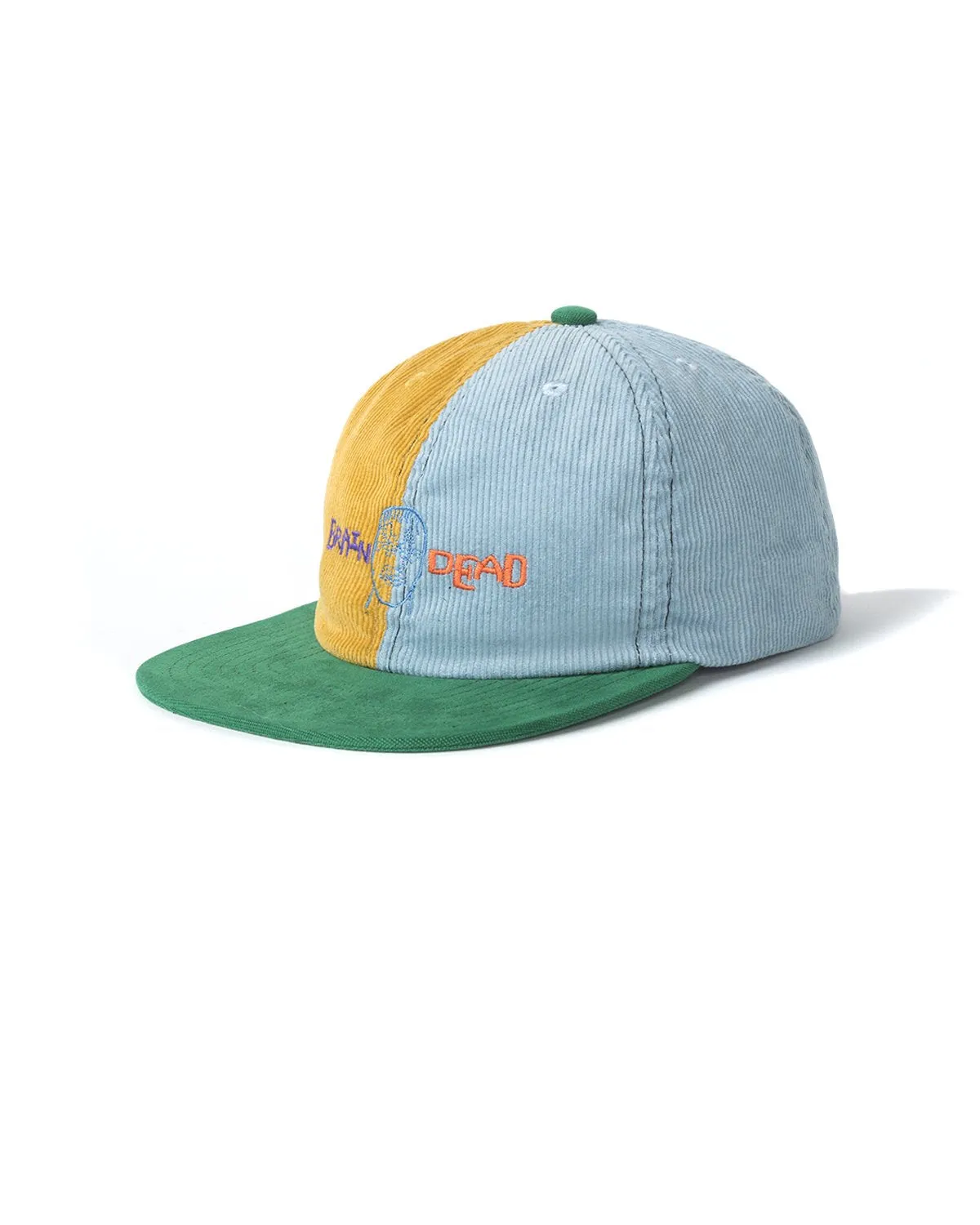 Corduroy Color-blocked strap back Hat - Yellow/Teal/Green