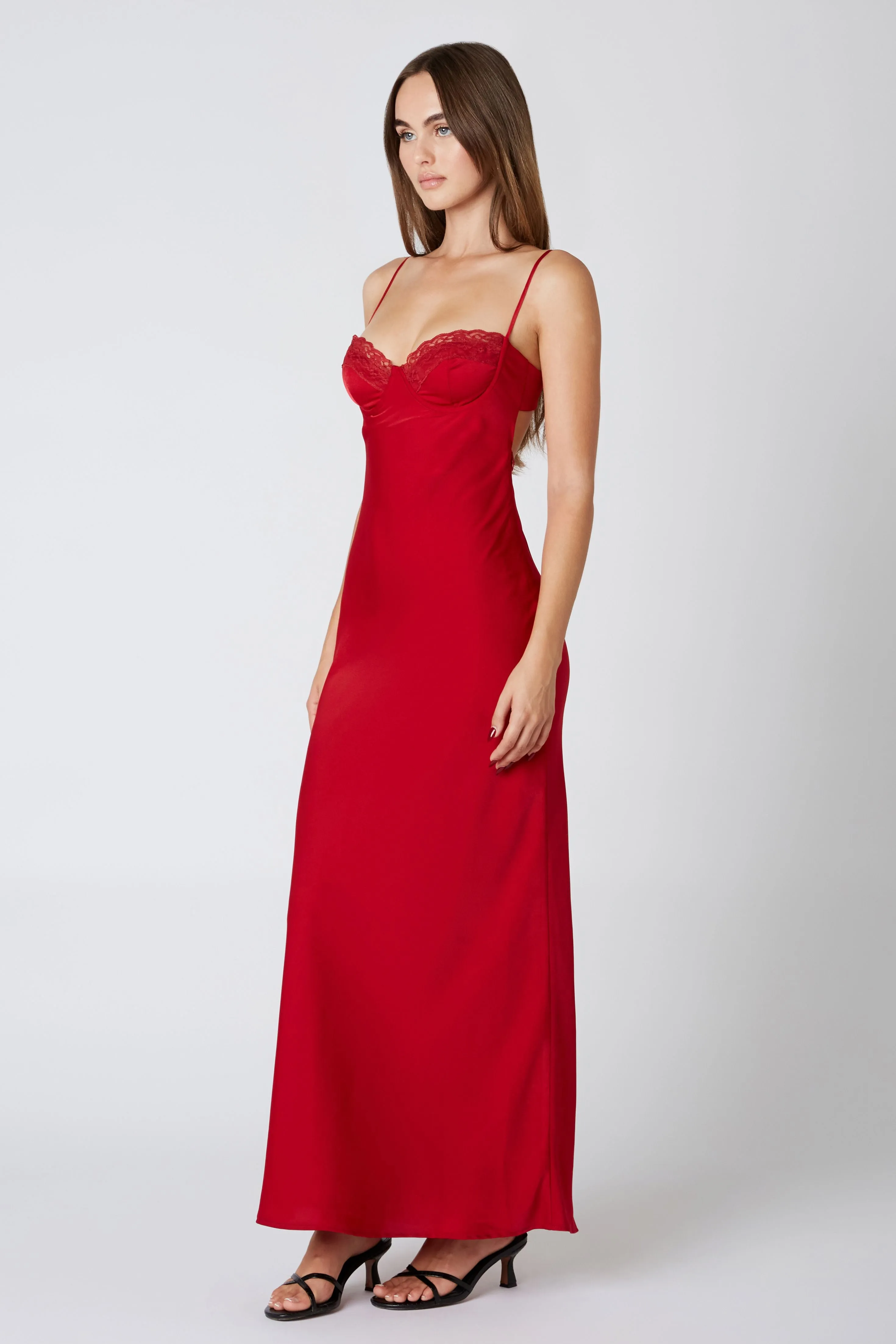 Crimson Red Maxi Slip Dress