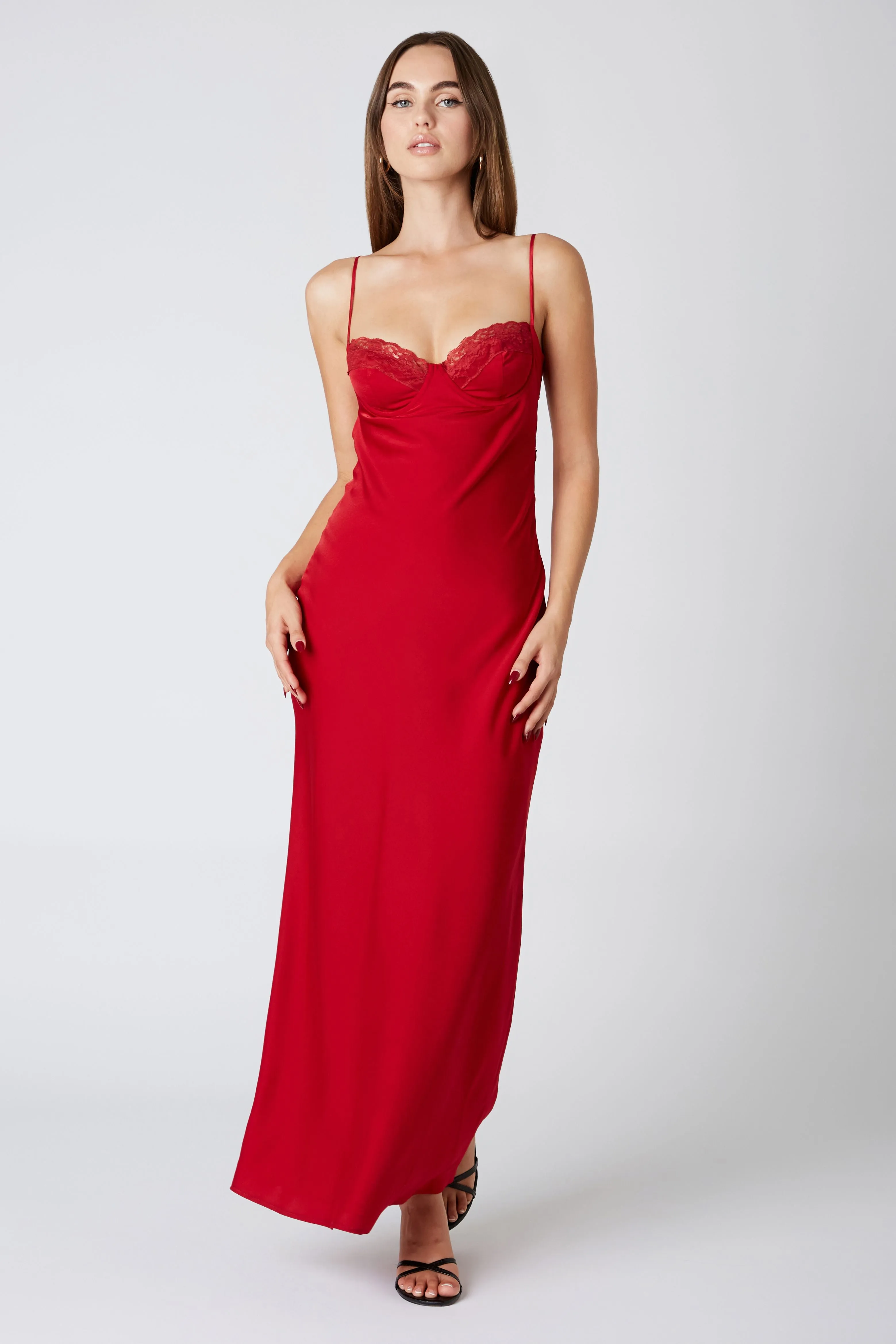 Crimson Red Maxi Slip Dress