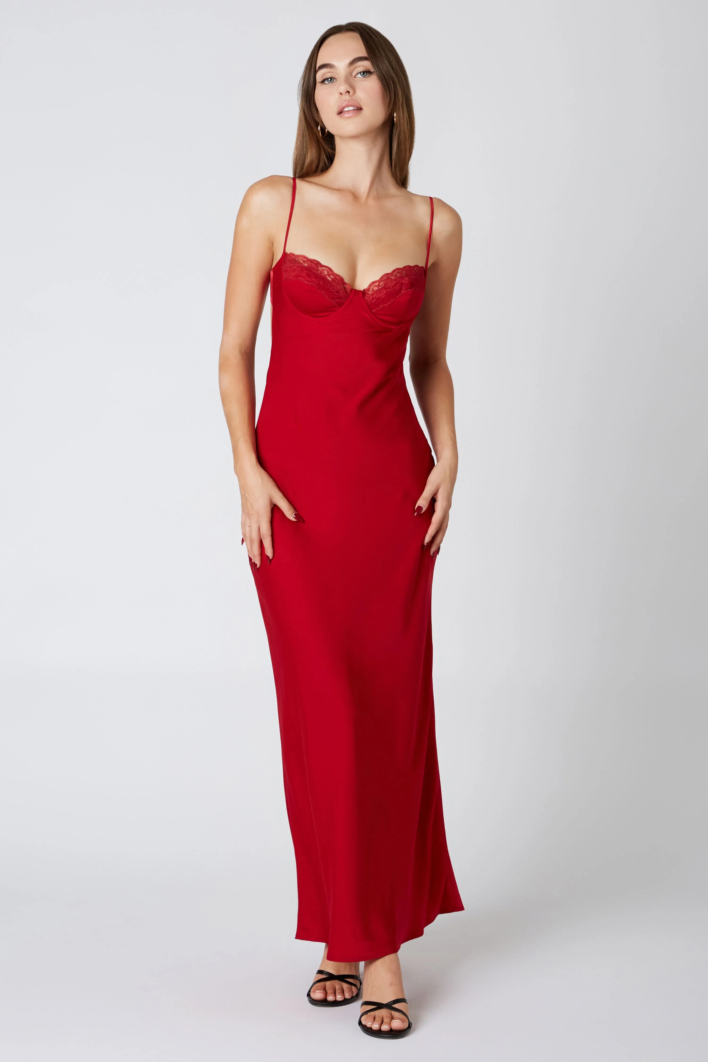 Crimson Red Maxi Slip Dress