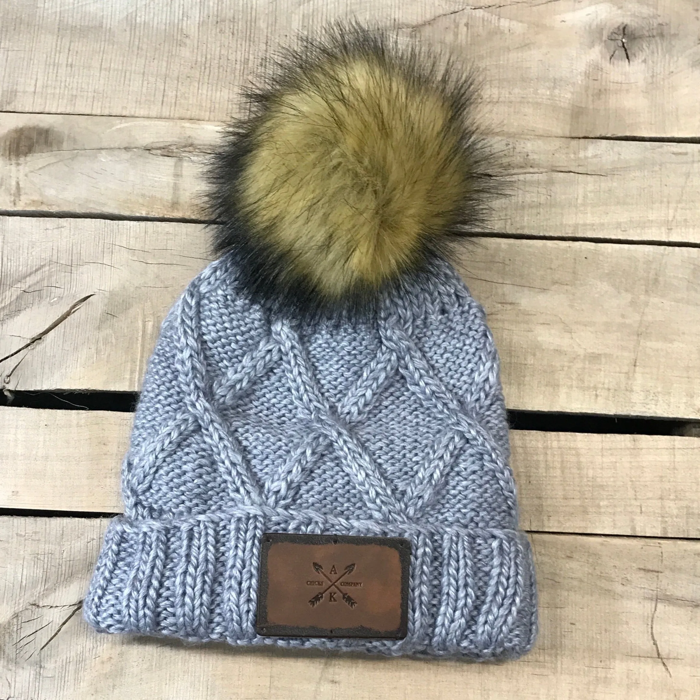 Cross Knit Faux Puff Hat