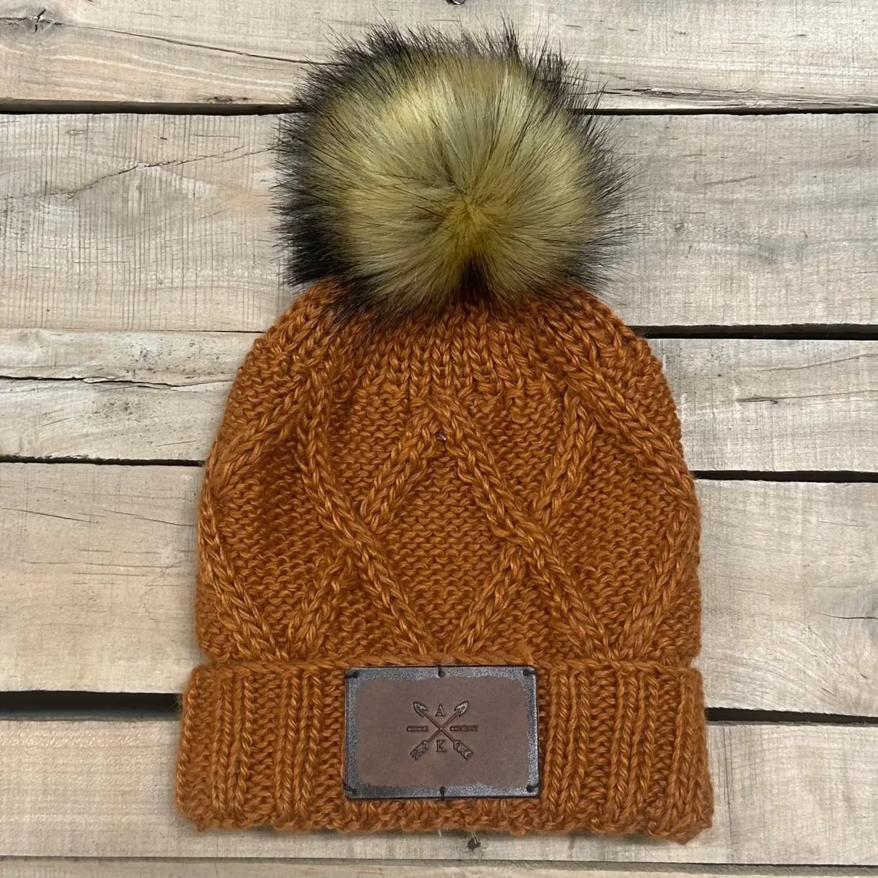 Cross Knit Faux Puff Hat