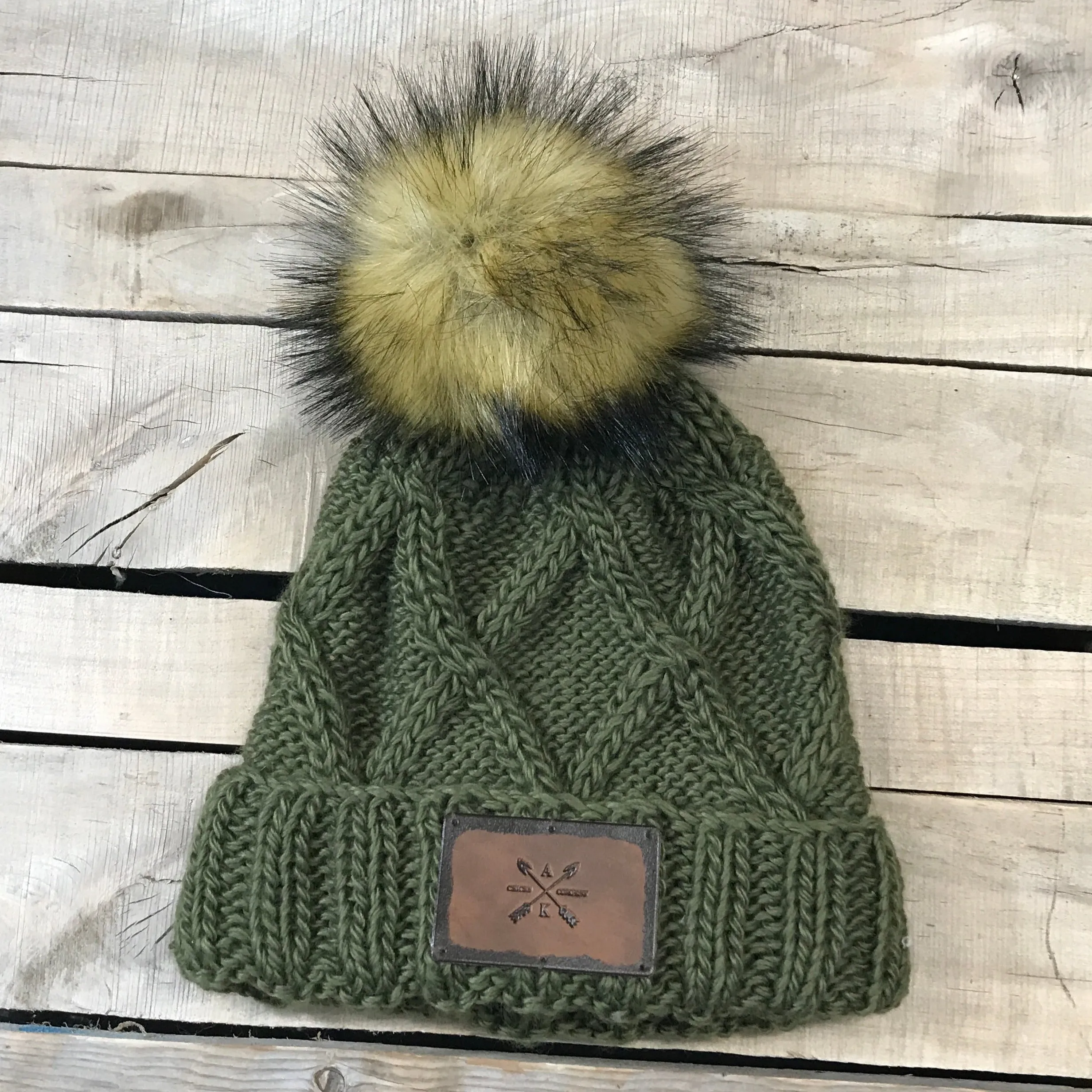 Cross Knit Faux Puff Hat