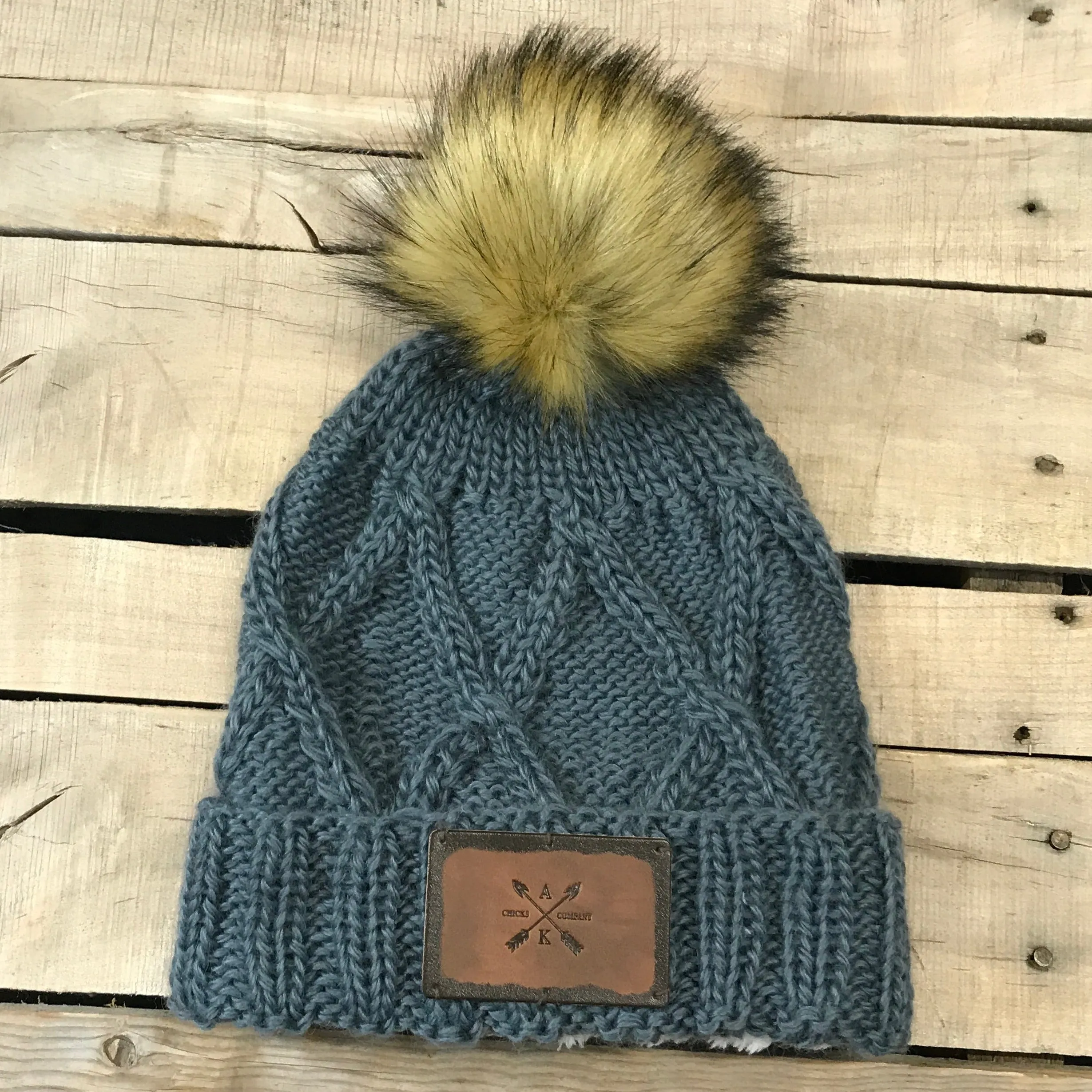 Cross Knit Faux Puff Hat