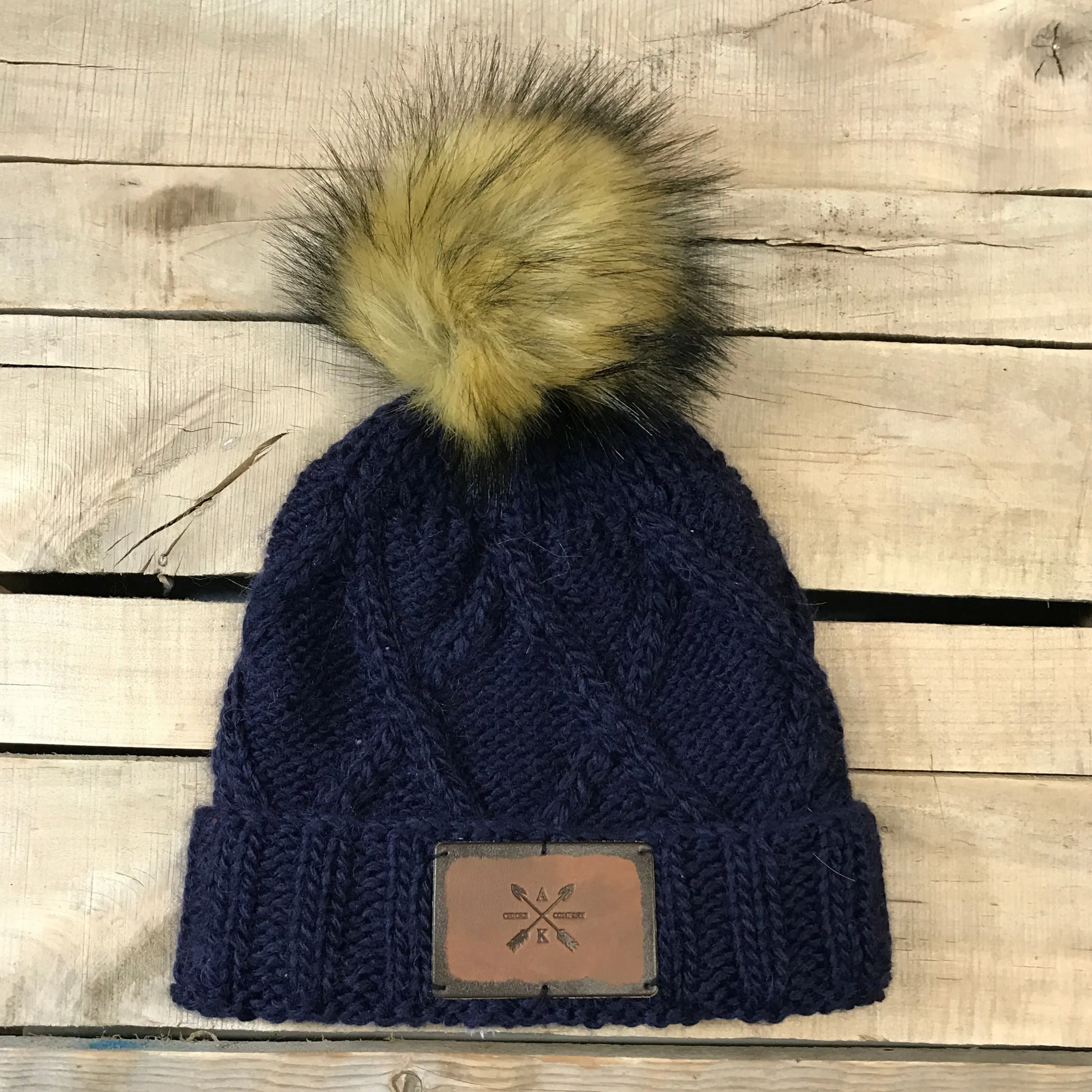 Cross Knit Faux Puff Hat