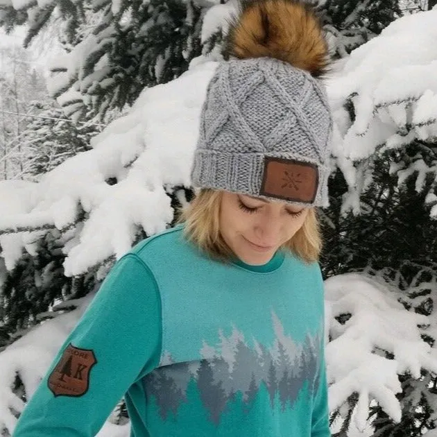 Cross Knit Faux Puff Hat