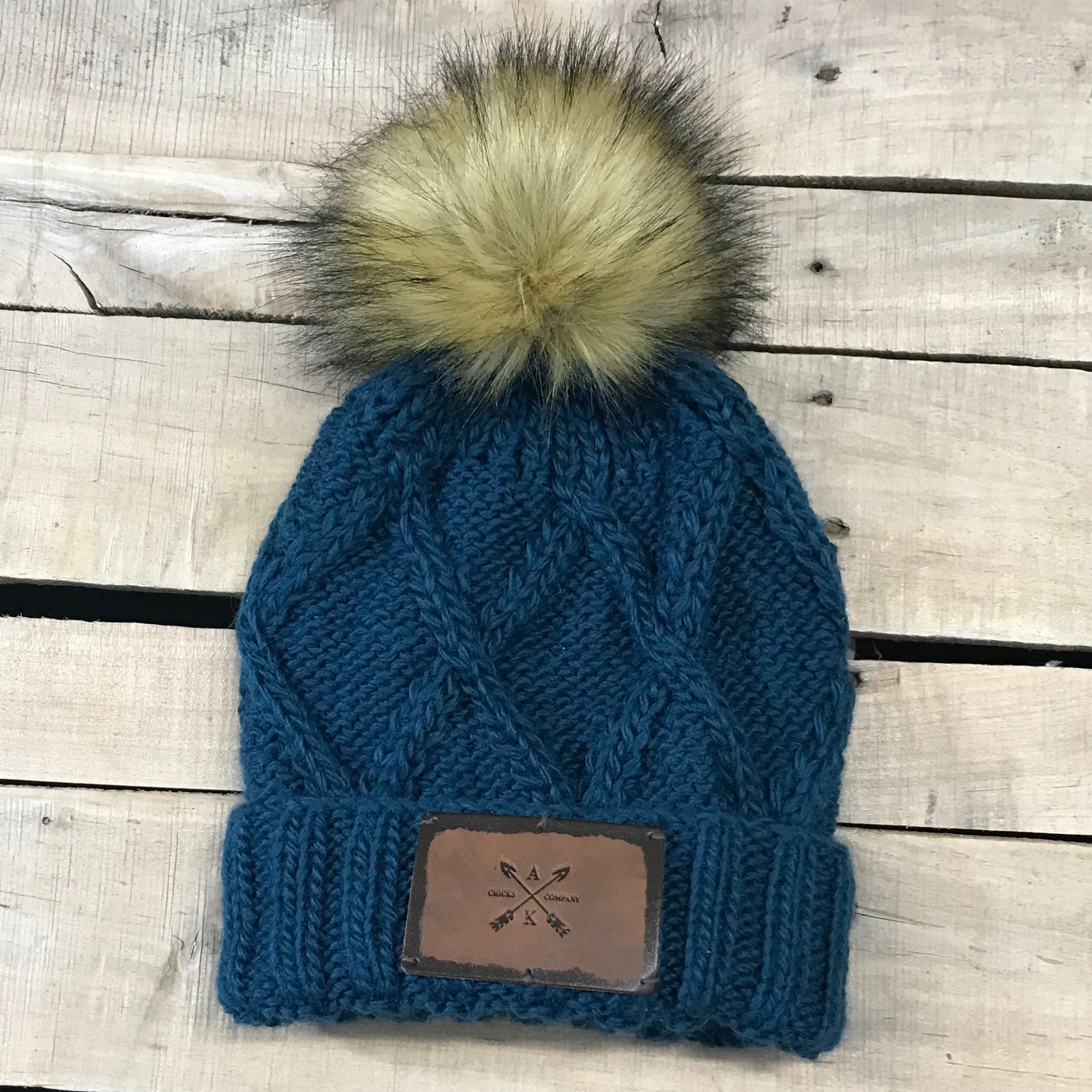 Cross Knit Faux Puff Hat