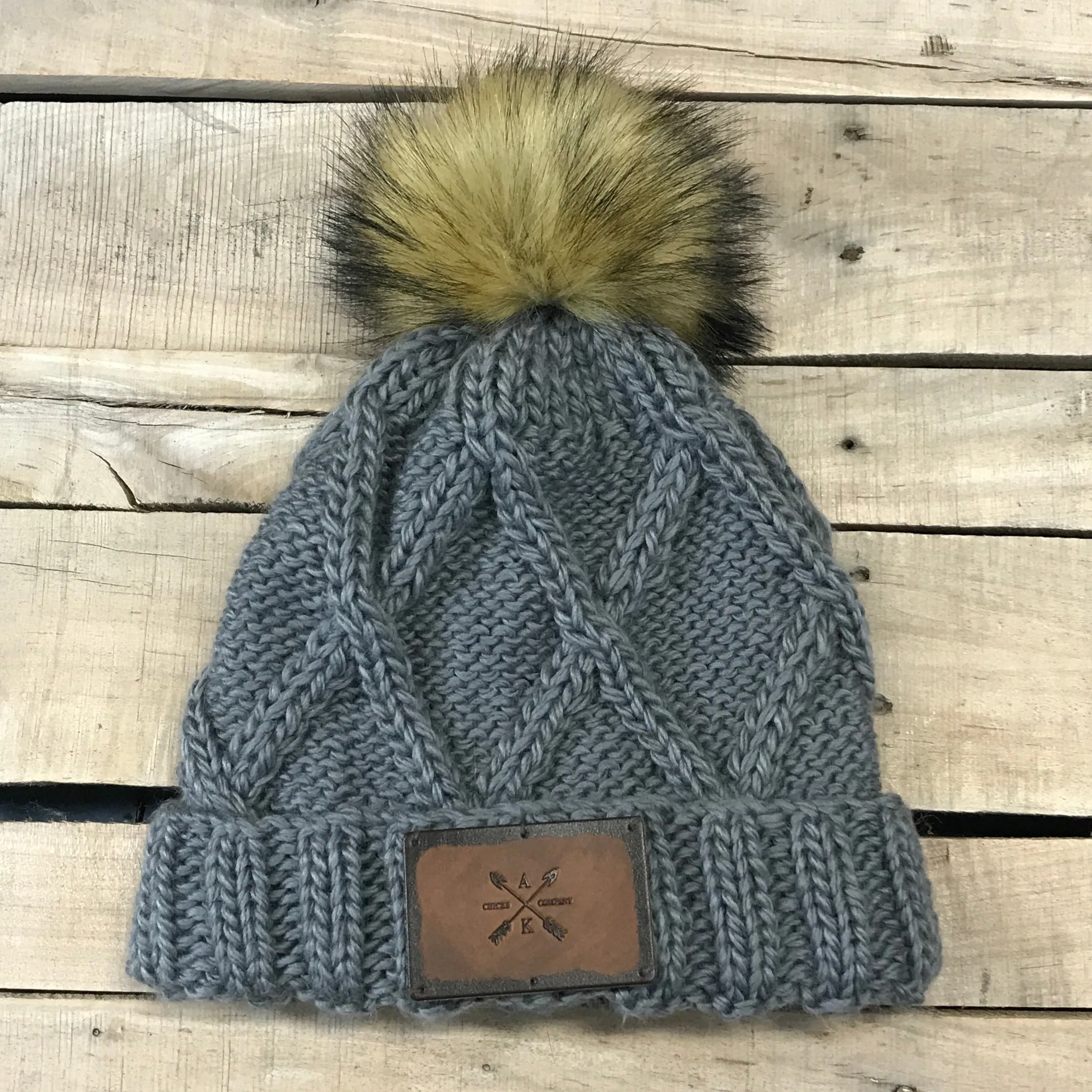 Cross Knit Faux Puff Hat