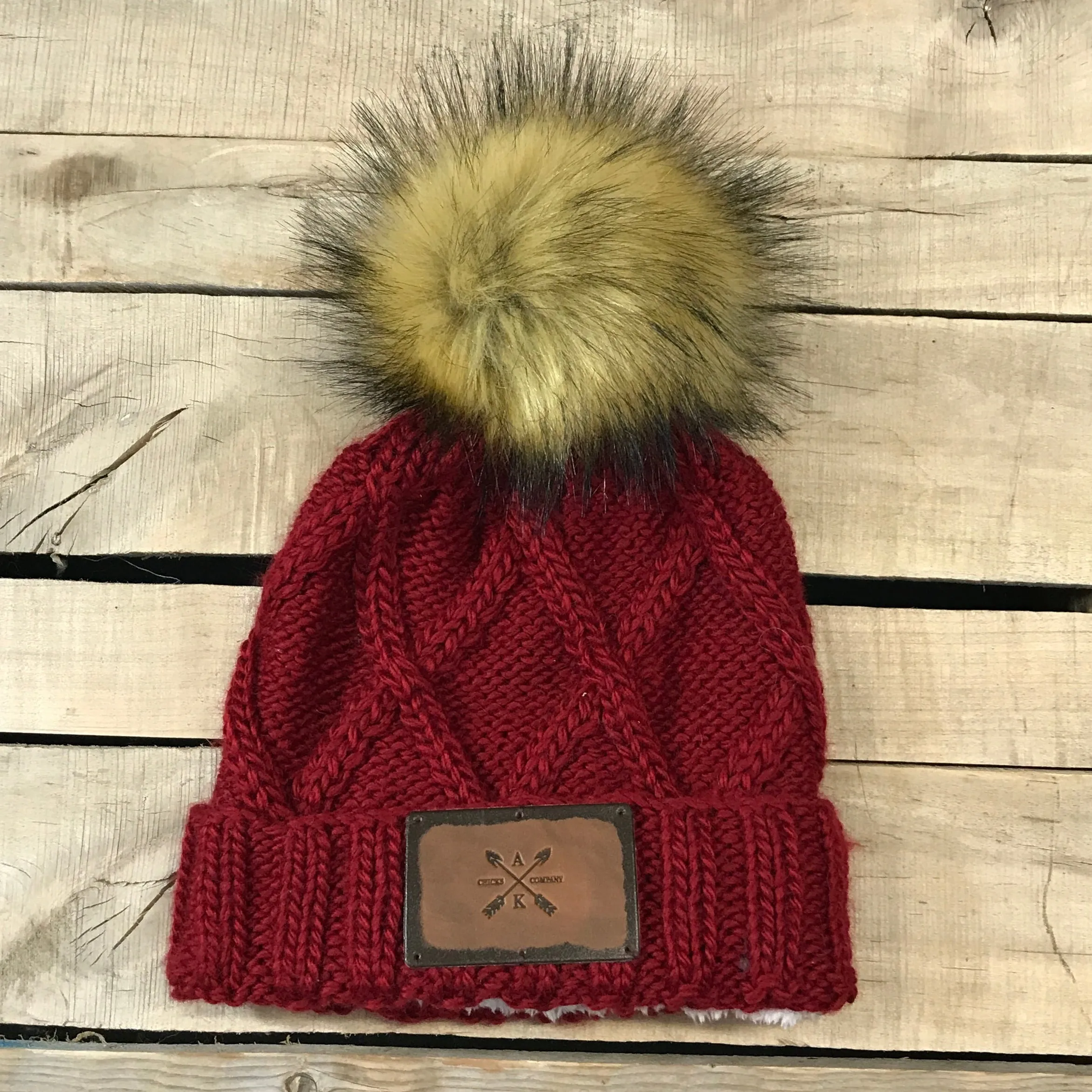 Cross Knit Faux Puff Hat