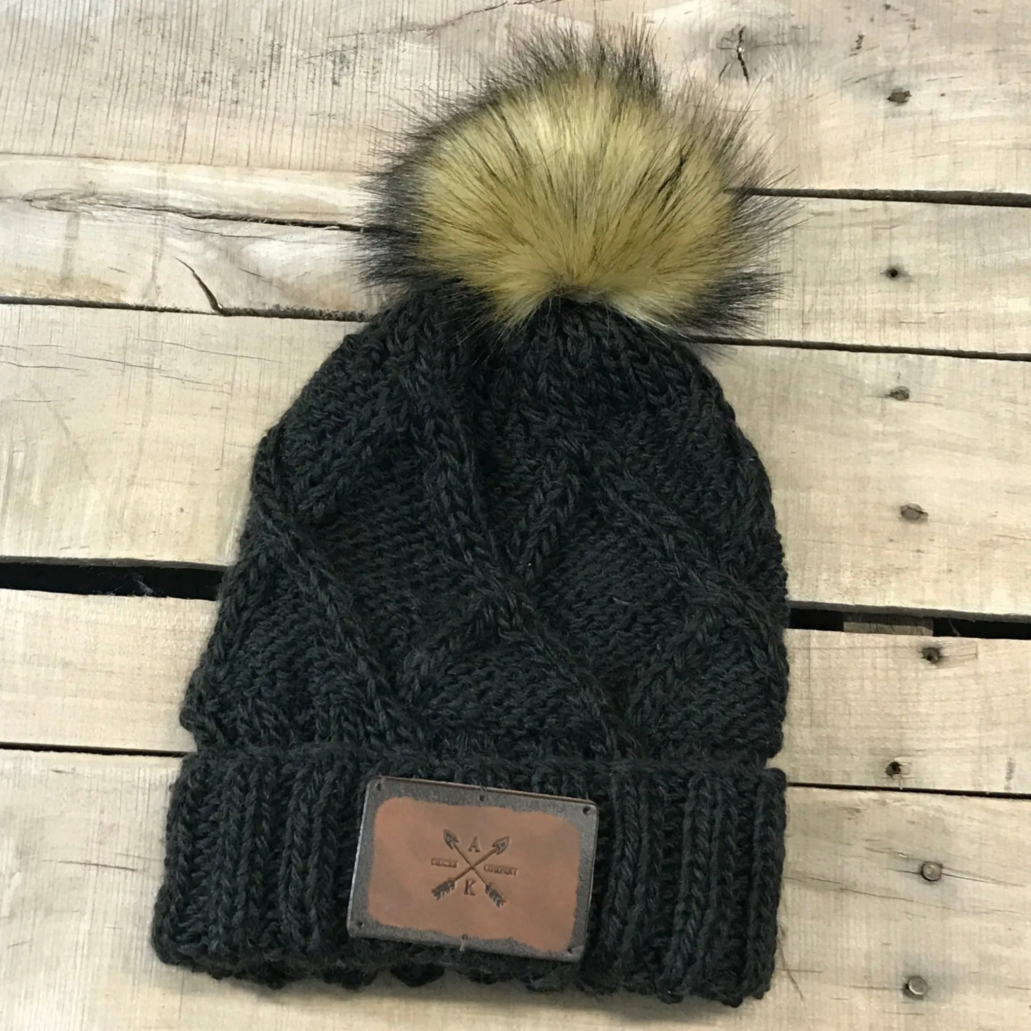 Cross Knit Faux Puff Hat