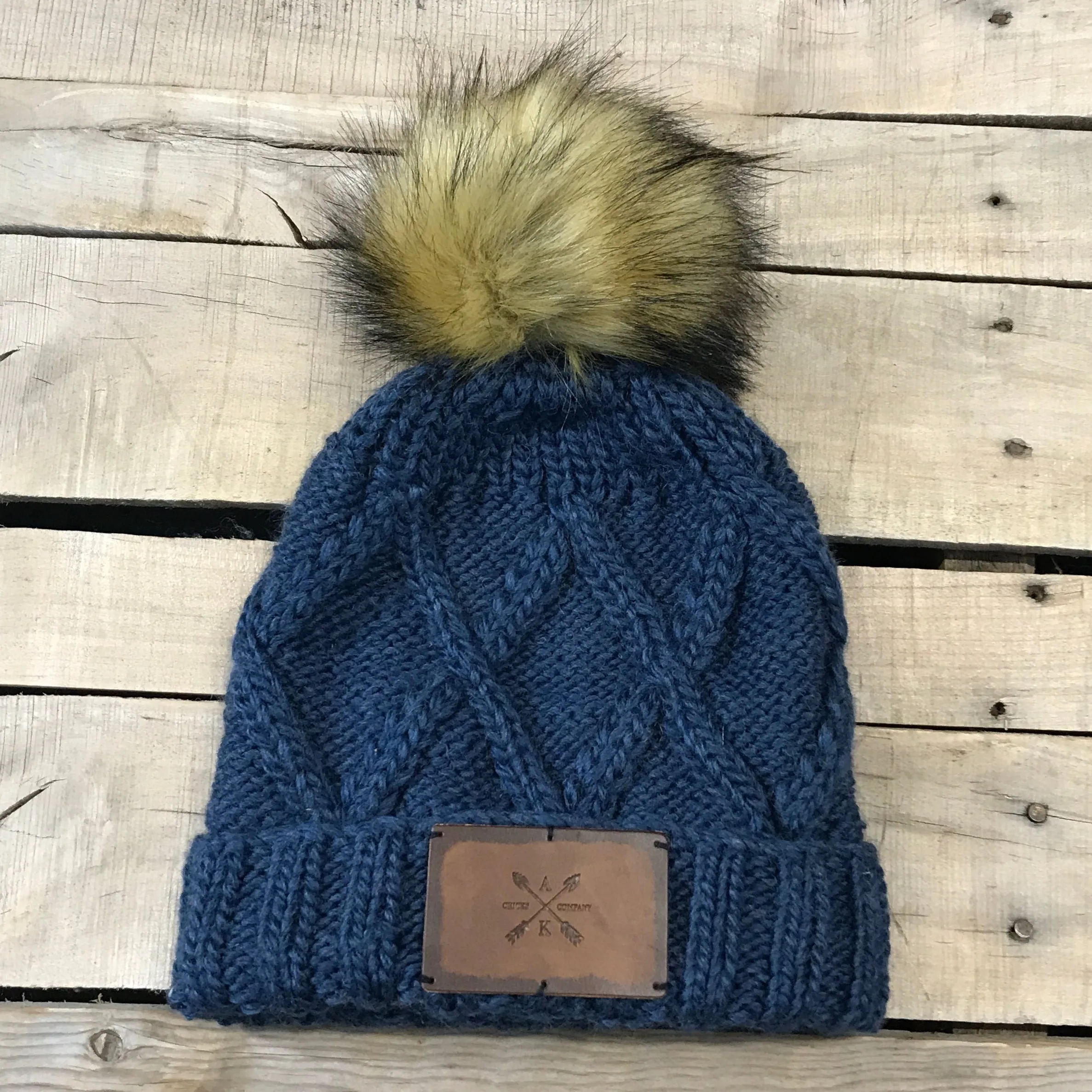 Cross Knit Faux Puff Hat