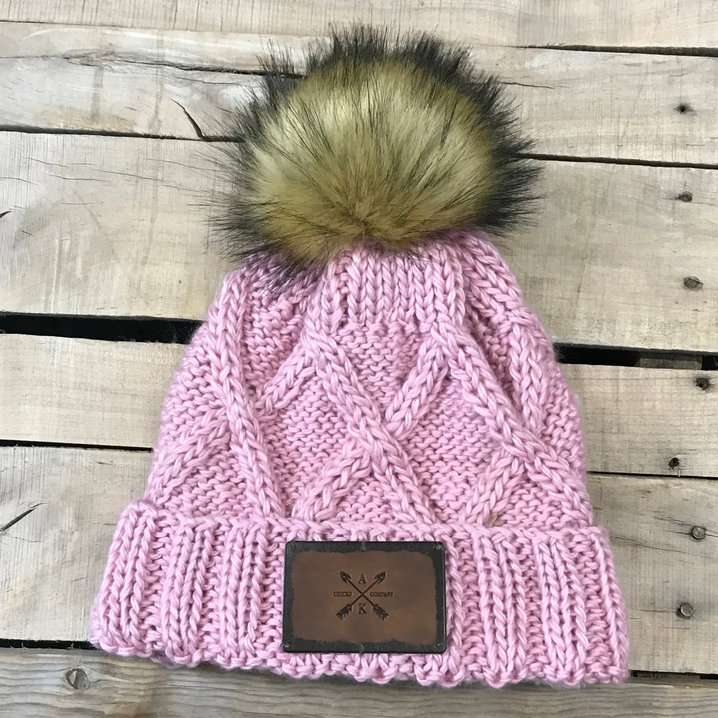 Cross Knit Faux Puff Hat