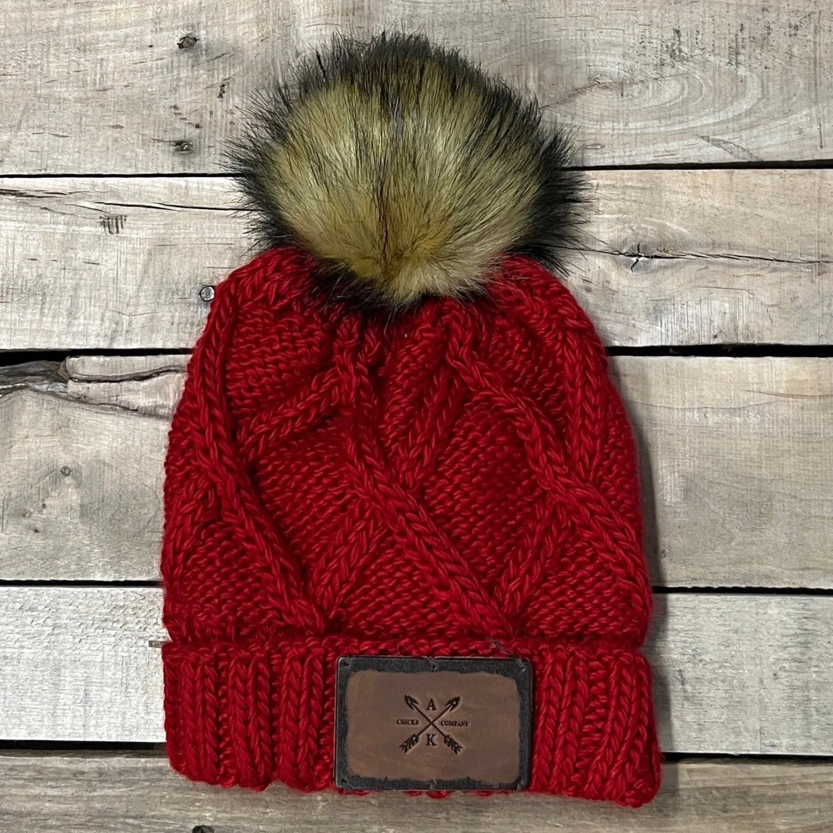 Cross Knit Faux Puff Hat