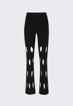 Cut-Out Knit Pants - black