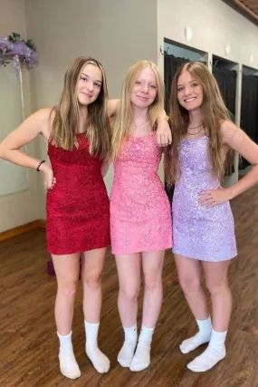 Cute Lace Short Tight Homecoming Dresses, Bodycon Short Party Dresses GM492