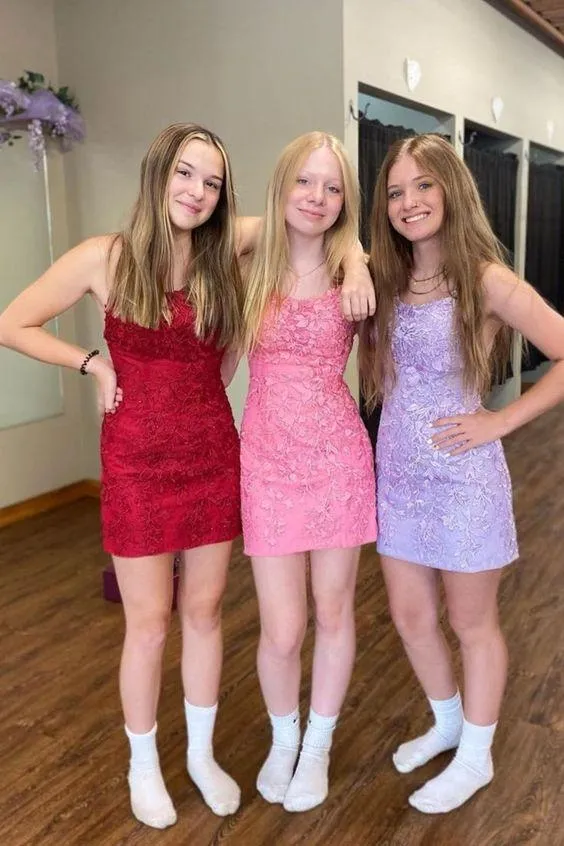 Cute Lace Short Tight Homecoming Dresses, Bodycon Short Party Dresses GM492
