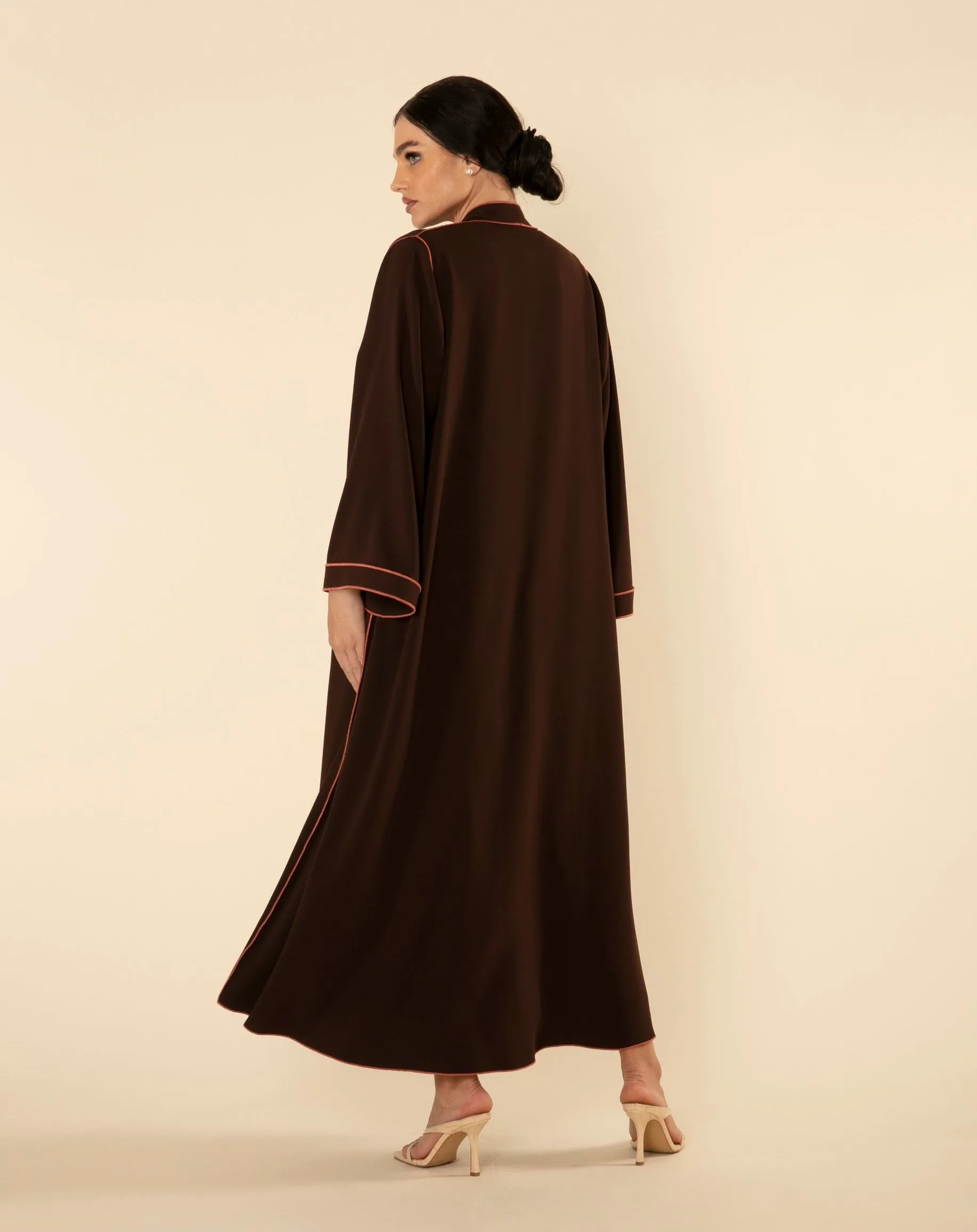 DARK BROWN CONTRAST ABAYA SET