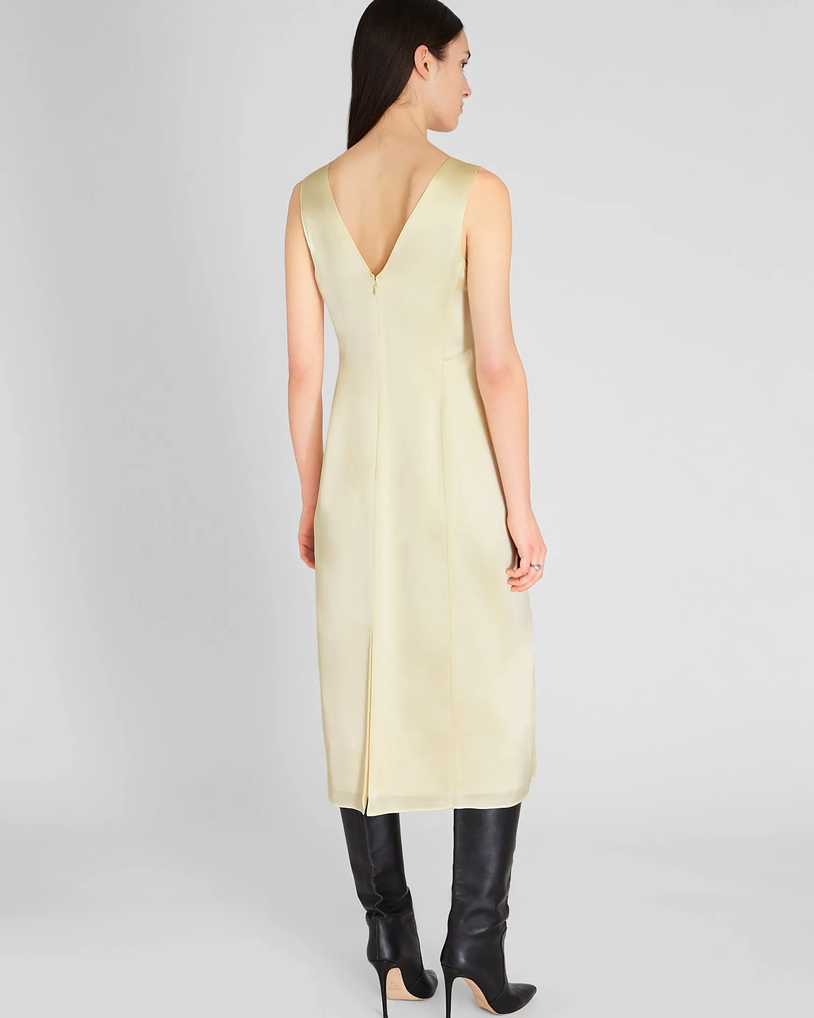 Deconstructed Satin Slip Midi Dress
