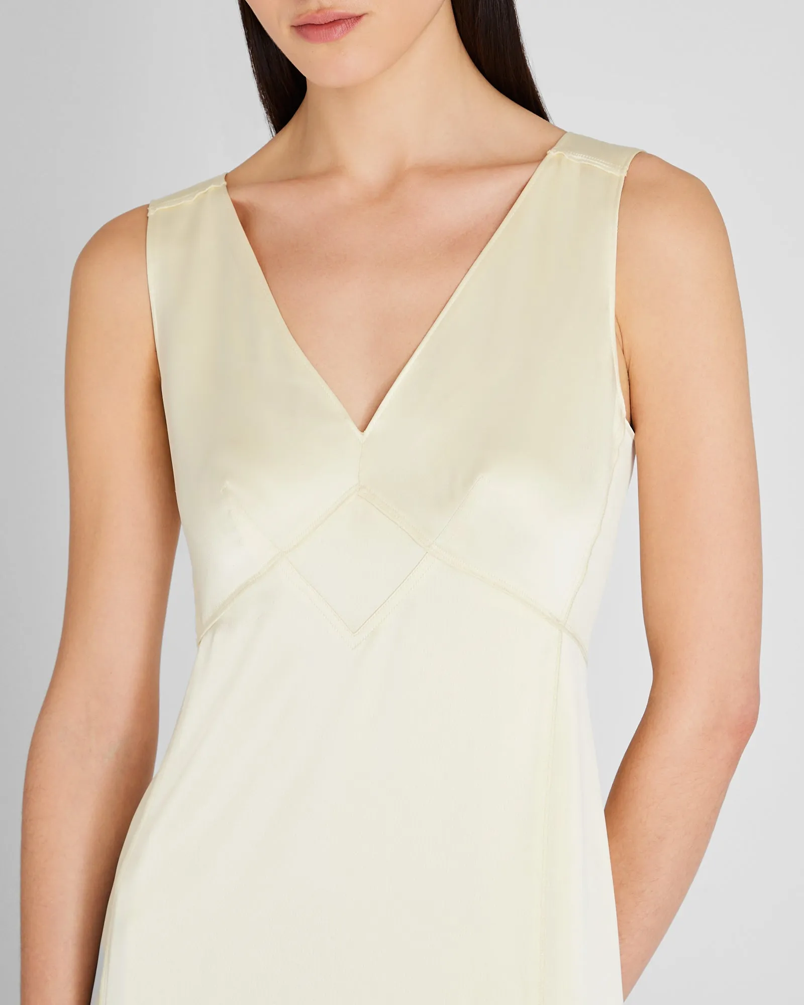 Deconstructed Satin Slip Midi Dress