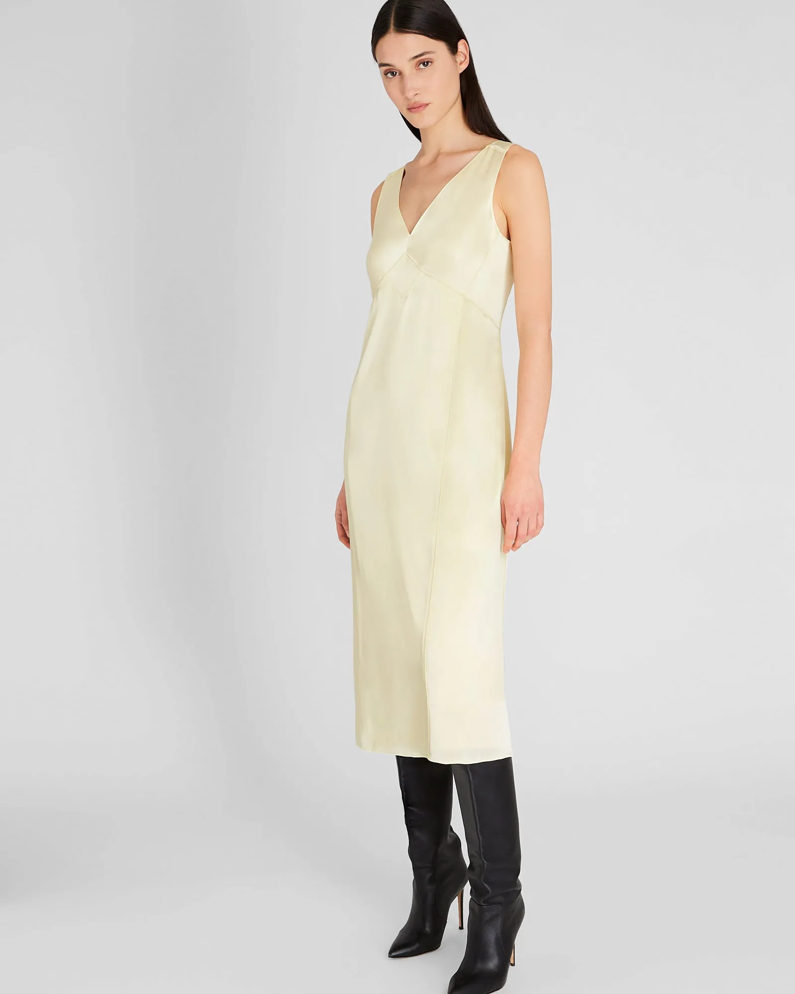Deconstructed Satin Slip Midi Dress