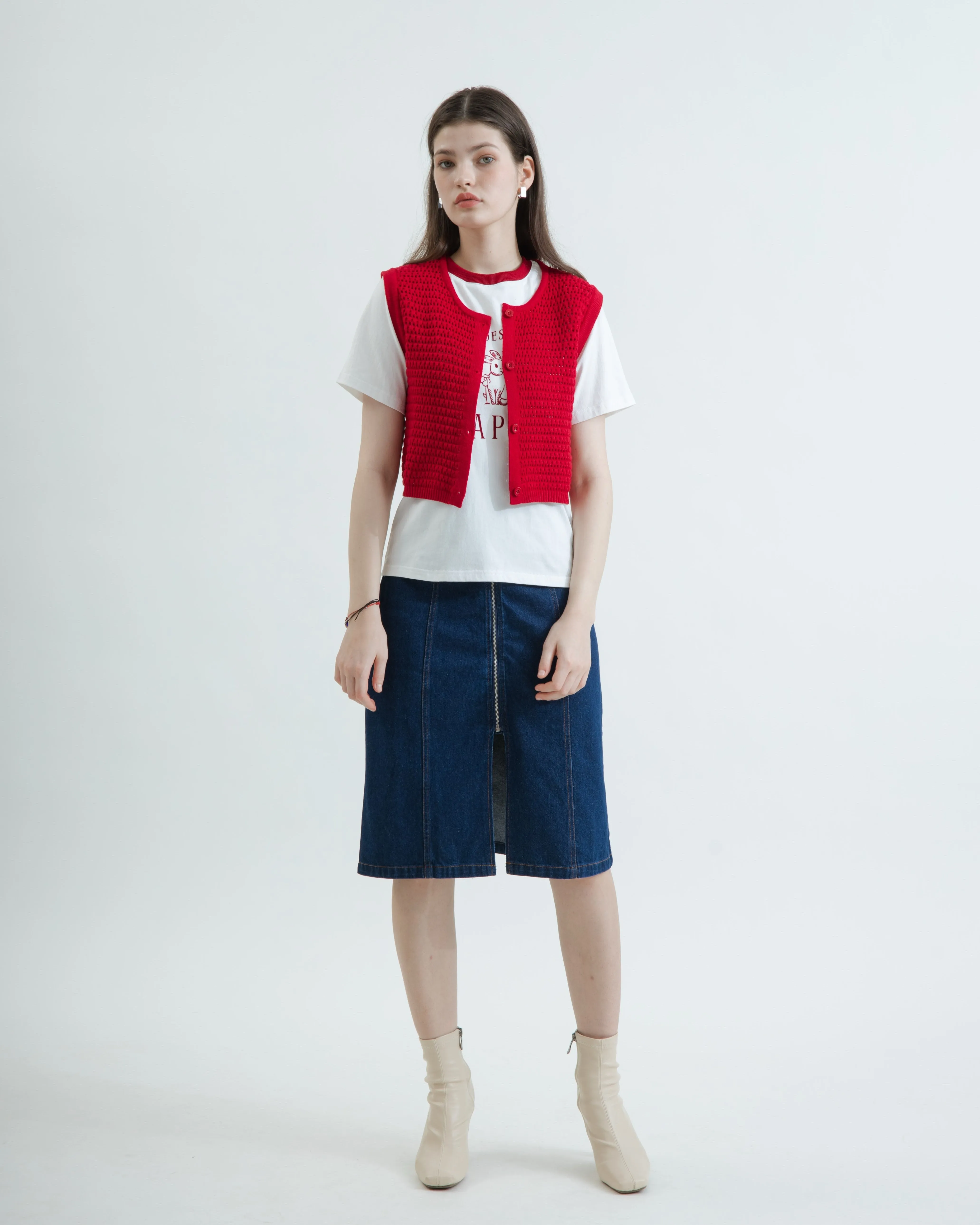 Eco Hollow Knit Top (Red)