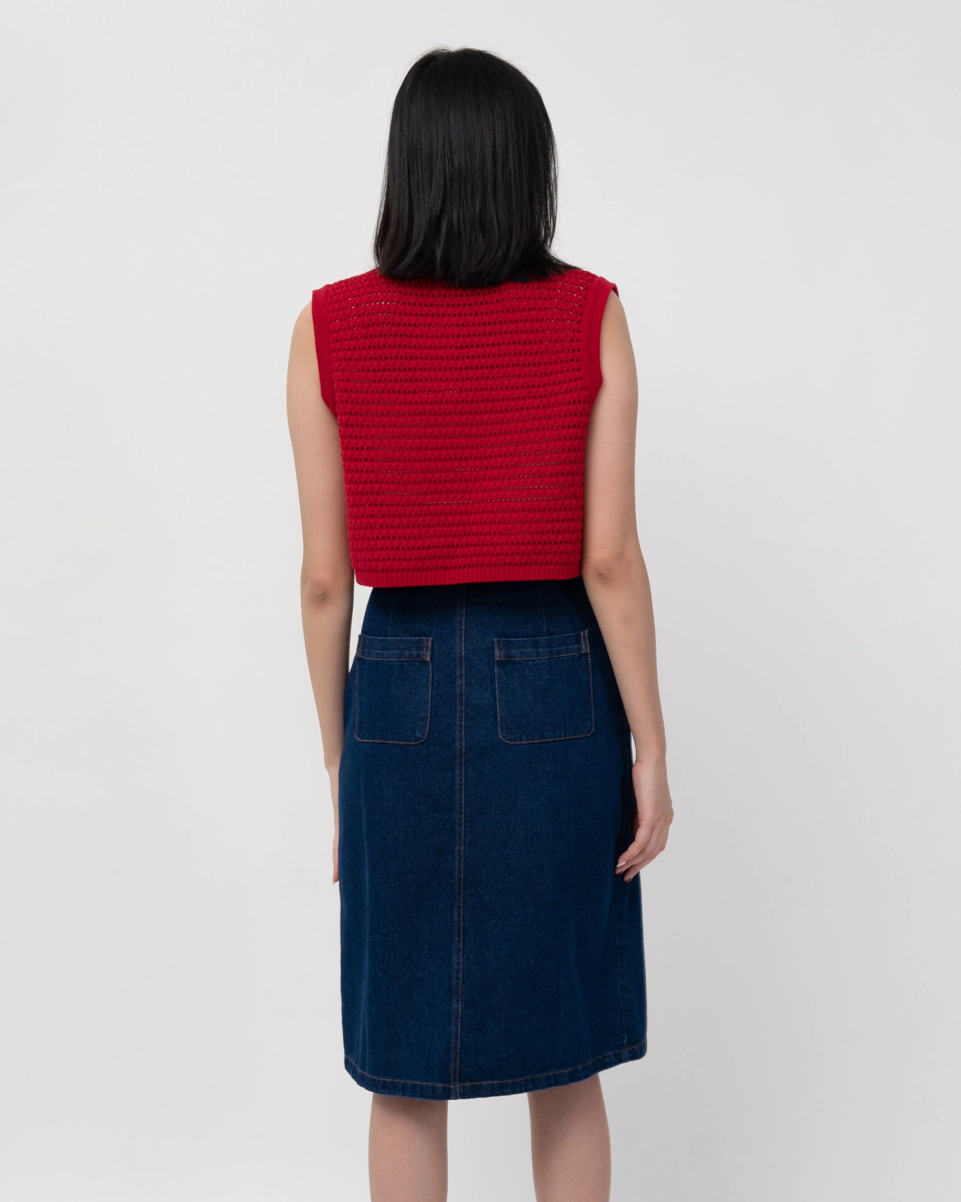 Eco Hollow Knit Top (Red)