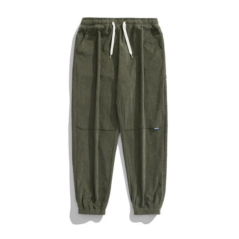 Elastic Waist Corduroy Casual Pants