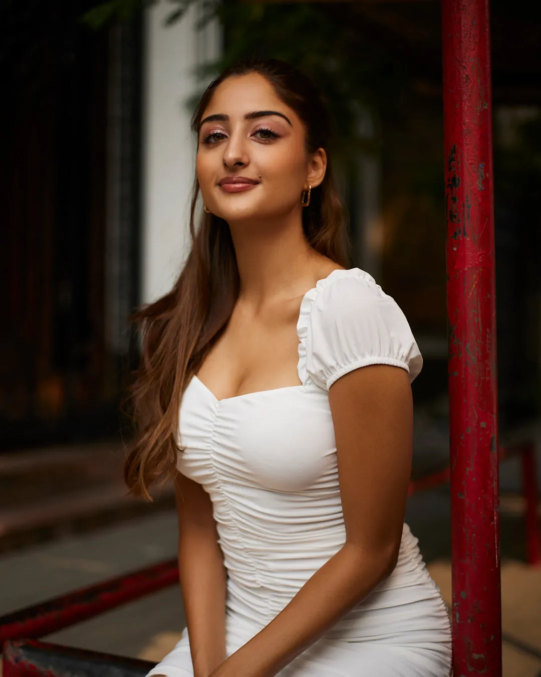 Ethereal White Short Sleeve Pleated Mini Dress