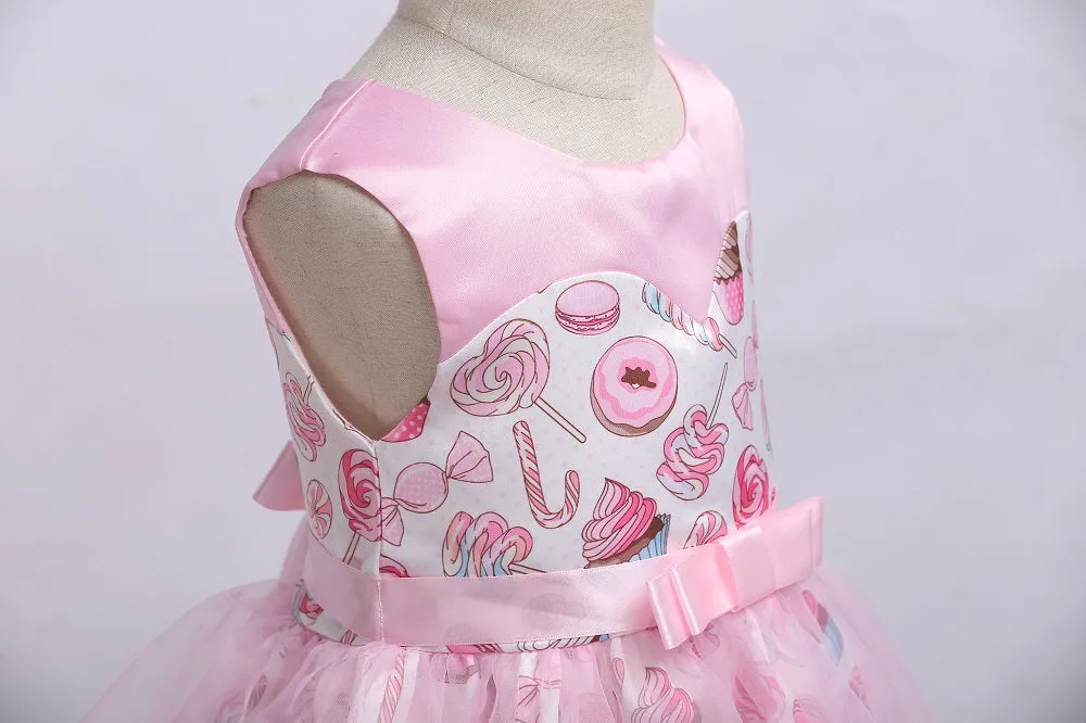 Girls Sweet Print Dress, Pink, Size 2-10 Yrs