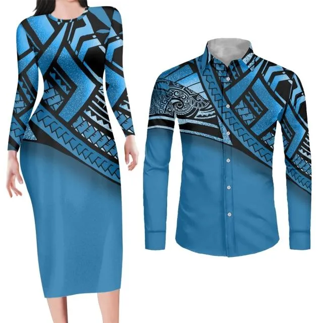 Green Bodycon Dress and Shirt Matching Couples Outfits