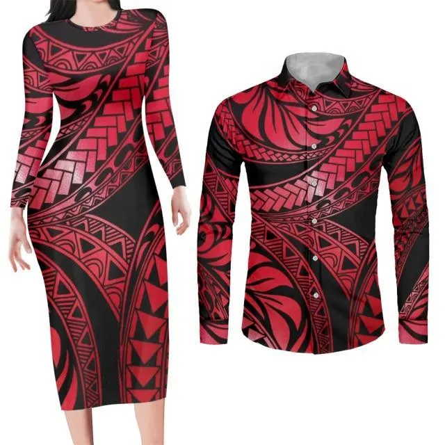 Green Bodycon Dress and Shirt Matching Couples Outfits