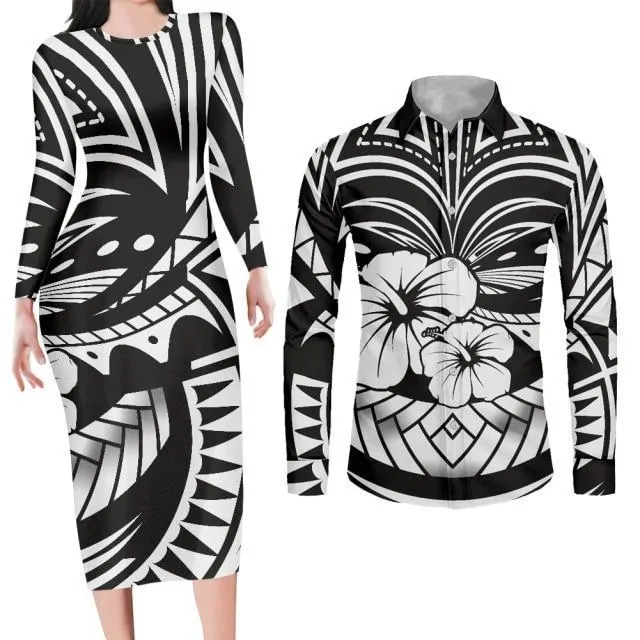 Green Bodycon Dress and Shirt Matching Couples Outfits
