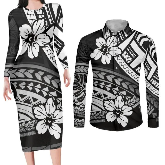 Green Bodycon Dress and Shirt Matching Couples Outfits
